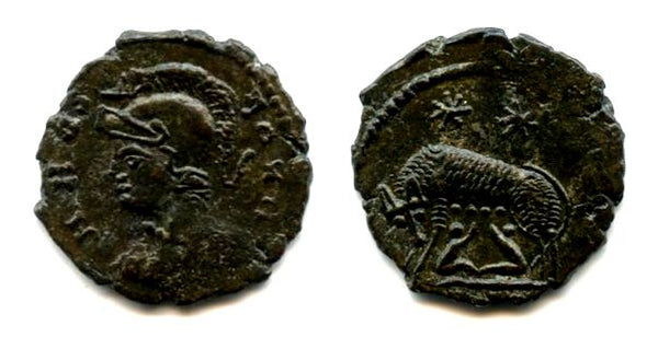 Ancient British barbarous VRBS ROMA AE3, minted ca.336-348 AD - high quality imitation of the continental type from Dorchester (?) in Roman Britain