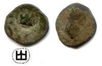 Copper Golden Horde pul with a large "castle" countermark by the Genoese in Caffa, , ca.1300-1400 AD (Retowski cmk #2)