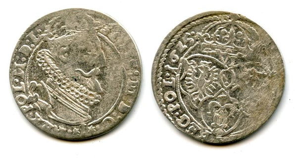 Large silver 6-groschen (1/5 thaler) of Sigismund III (1587-1632), 1625, Polish Royal issue, Polish-Lithuanian Commonwealth (KM#42)