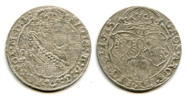 Large silver 6-groschen (1/5 thaler) of Sigismund III (1587-1632), 1625, Polish Royal issue, Polish-Lithuanian Commonwealth (KM#42)