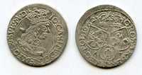 Large silver 6-groschen of John II Casimir (1649-1668), 1662-AT, Polish Royal issue, Polish-Lithuanian Commonwealth (KM#91)