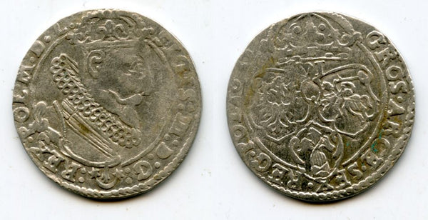Large silver 6-groschen (1/5 thaler) of Sigismund III (1587-1632), 1625, Polish Royal issue, Polish-Lithuanian Commonwealth (KM#42)