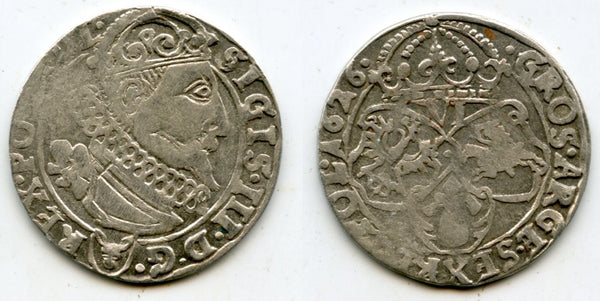 Large silver 6-groschen (1/5 thaler) of Sigismund III (1587-1632), 1626, Polish Royal issue, Polish-Lithuanian Commonwealth (KM#42)