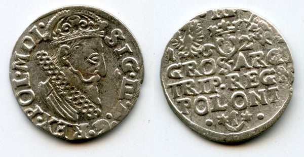 Nice silver 3-groschen of Sigismund III (1587-1632), 1623, Polish Royal issue, Polish-Lithuanian Commonwealth (KM#31)