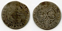 Large silver 6-groschen of John II Casimir (1649-1668), 1662-AT, Polish Royal issue, Polish-Lithuanian Commonwealth (KM#91)