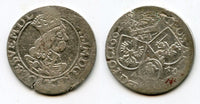 Large silver 6-groschen of John II Casimir (1649-1668), 1662-AT, Polish Royal issue, Polish-Lithuanian Commonwealth (KM#91)