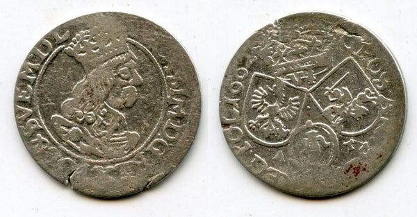 Large silver 6-groschen of John II Casimir (1649-1668), 1662-AT, Polish Royal issue, Polish-Lithuanian Commonwealth (KM#91)