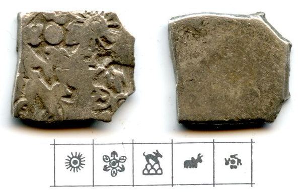 Silver karshapana, Nanda period (ca.345-322 BC), Magadha Empire, India (G/H 426)