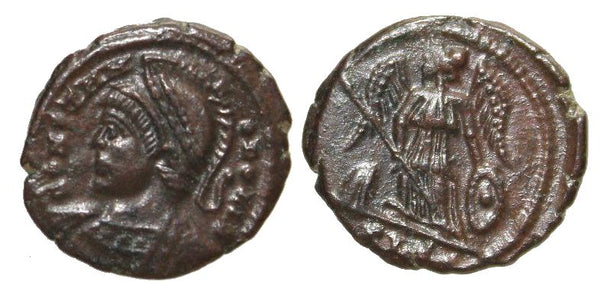 Ancient British barbarous CONSTANTINOPOLIS AE3, minted ca.336-348 AD - high quality imitation of Lugdunum mint (PLG¢ mintmark) type from Dorchester (?) in Roman Britain