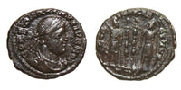 Ancient British barbarous Constantine II GLORIA EXERCITVS AE3, minted ca.330-348 AD - high quality imitation of the Trier issue (TRS mintmark) from Dorchester (?) in Roman Britain
