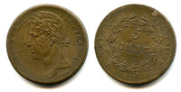 Scarce large colonial 5 cents, Charles X (1824-1830), Paris mint mint for circulation in the West Indies
