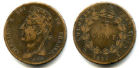 Scarce large colonial 5 cents, dated 1825, Charles X (1824-1830), Paris mint mint for circulation in the West Indies
