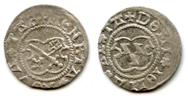 Scarce silver shilling of Bishop Johannes VI Bey (15281543) of Tartu, Dorpat mint, Livonian Order