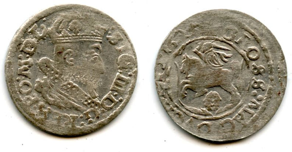 Scarce silver gross (grosz) of Sigismund III (1587-1632), 1625, Grand Duchy of Lithuania, Polish-Lithuanian Commonwealth (KM 32)