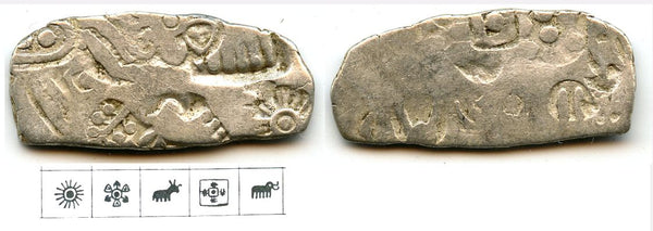 Silver karshapana, Annuruddha, Munda and Nagadasaka period (ca.445-413 BC), Magadha Janapada, Ancient India (G/H #320)
