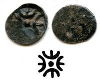 Very Rare! Later issue small silver 1/32nd shatamana (1/4 shana) from Gandhara Janapada, ca.400 BC, Ancient India