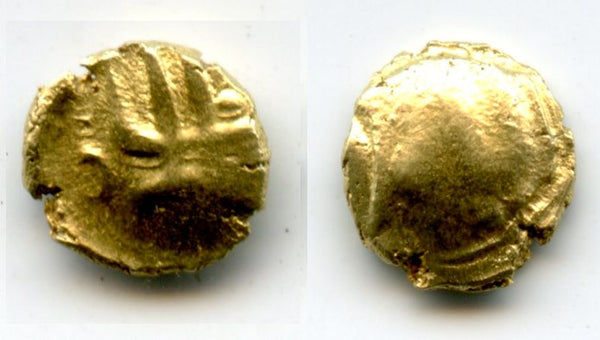 Unpublished variety - gold fanam imitating a Mughal fanam of Alamgir or Kodikonda "cobra" fanam, legible Balapur mint name, early to mid-18th century, Tanjore?, India