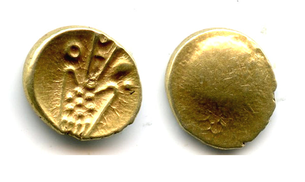 Rare one-sided gold fanam minted by the Dutch VOC company in Tuticorin, ca.1658-1795, South-Eastern India (Herrli #3.07 var)
