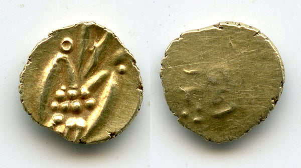 Unlisted gold Kali fanam, Karnataka, 1600s, S. India - perhaps the earliest of the British or Dutch fanams in India (Herrli 3.04 var)