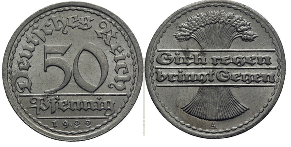 Germany - Weimar Republic - high quality aluminum 50 Pfennig 1922 A Berlin