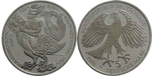 Germany - proof silver 5-Mark coin - 1976-D - Brothers Grimm