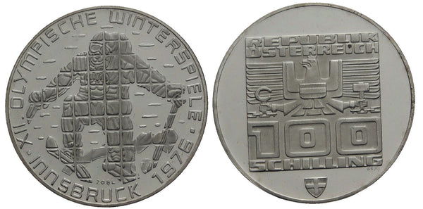 Austria - large silver proof 100-shilling - 1976 Olympics in Austria - 1976