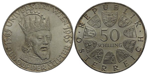 Austria - large silver 50-shilling - 600 years of the Vienna University - 1965