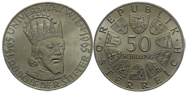Austria - large silver 50-shilling - 600 years of the Vienna University - 1965