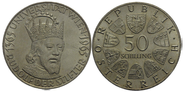 Austria - large silver 50-shilling - 600 years of the Vienna University - 1965