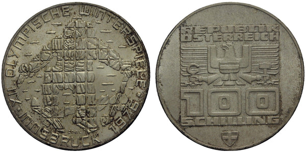 Austria - large silver 100-shilling - 1976 Olympics in Austria - 1976