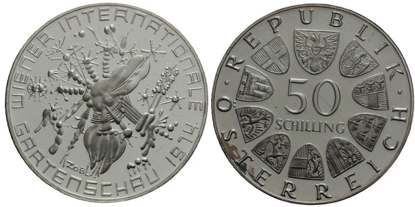 Austria - large proof silver 50-shilling - international garden show - 1974