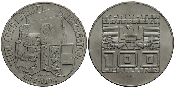 Austria - large silver 100-shilling - 1000 years of Karnten Ducal throne - 1976