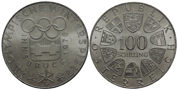 Austria - large silver 100-shilling - Austrian Olympics - 1976