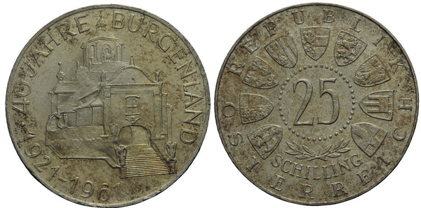 Austria - large silver 25-shilling - 40 years of Burgenland - 1961