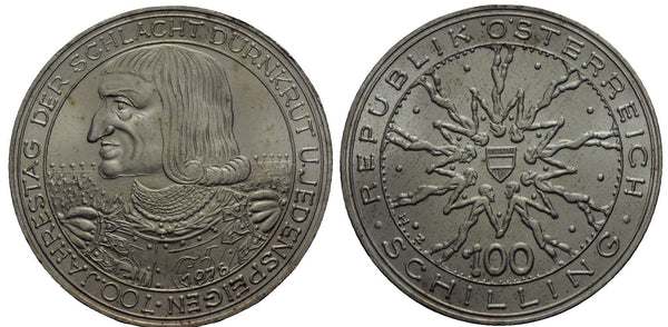 Austria - large silver 100-shilling - Schlacht Dürnkrut - 1976