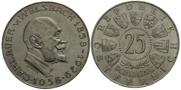 Austria - large silver 25-shilling - Auer von Welsbach - 1958