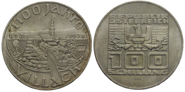 Austria - large silver 100-shilling - 1100 years of Villach - 1978