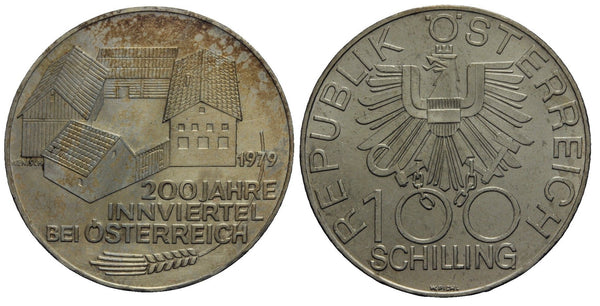 Austria - large silver 100-shilling - 200 years of Innviertel - 1979