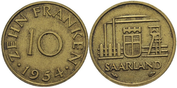 German Saarland - 10 franks - 1954