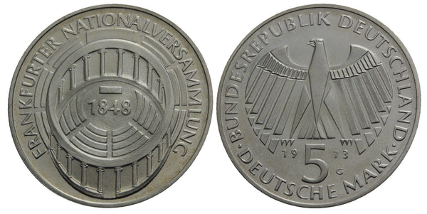 Germany - proof silver 5 marks in the original sealed mint packet - 1973-G