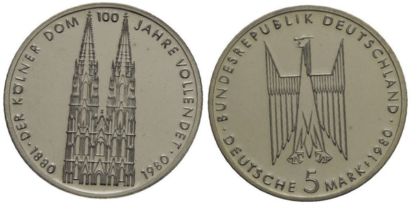 Germany - 5 marks - 1980- 100th anniversary of completion of the Cologne Cathedral