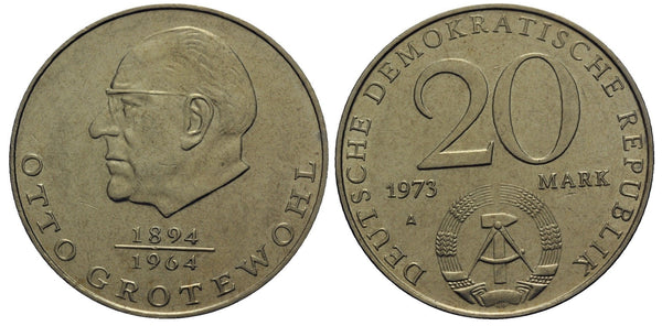 East Germany (DDR) - large 20 marks, Otto Grotewohl - 1973 (Berlin mint)