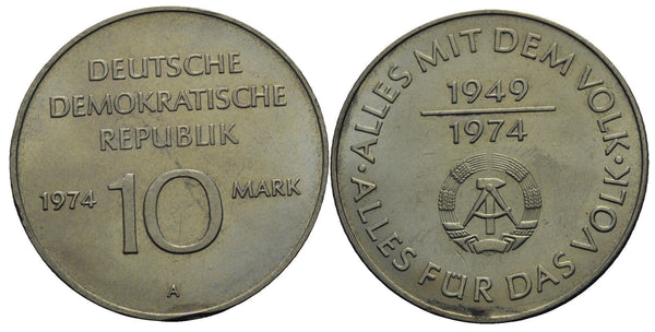 East Germany (DDR) - large 10 marks, 25 years of DDR - 1974 (Berlin mint)