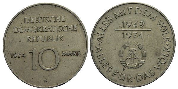 East Germany (DDR) - large 10 marks, 25 years of DDR - 1974 (Berlin mint)