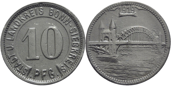 Notgeld (Emergency money) - Iron 10 pfennig, 1919, Bonn, Germany