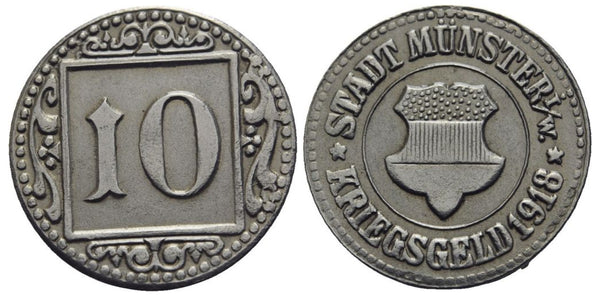 Notgeld (Emergency money) - iron 10 pfennig, 1918, Munster, Germany