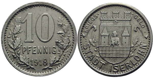 Notgeld (Emergency money) - iron 10 pfennig, 1918, Iserlohn, Germany