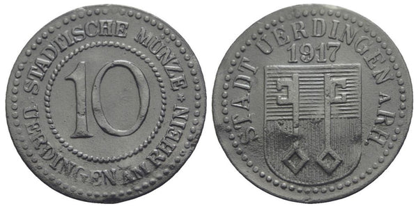 Notgeld (Emergency money) - zinc 10 pfennig, 1917, Uerdingen, Germany