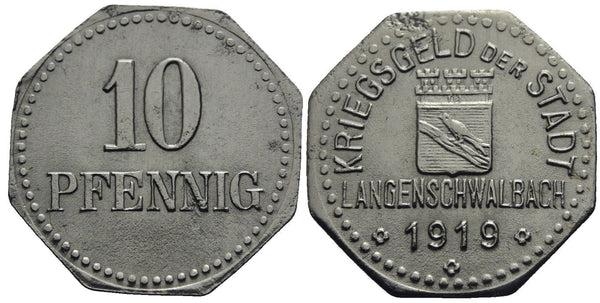 Notgeld (Emergency money) - Iron 10 pfennig, 1919, Langenschwalbach, Germany