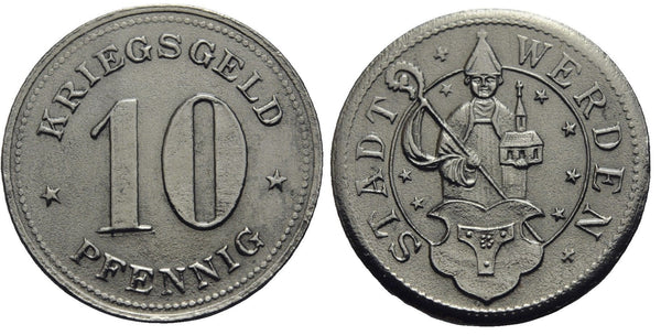 Notgeld (Emergency money) - Iron 10 pfennig, ca.1918-1919, Werden, Germany